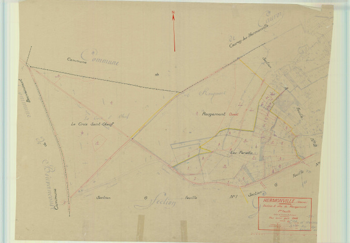 Hermonville (51291). Section A1 échelle 1/1250, plan mis à jour pour 1946, plan non régulier (papier).