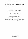 Binson-et-Orquigny. Naissances, décès, mariages, publications de mariage 1903-1912