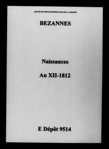 Bezannes. Naissances an XII-1812