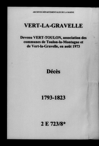 Vert-la-Gravelle. Décès 1793-1823