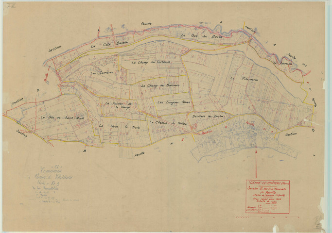 Vienne-le-Château (51621). Section B1 échelle 1/2500, plan mis à jour pour 1946, plan non régulier (papier)