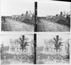Feuillère. L'église (vue 1). Frise. Village démoli (vue 2)