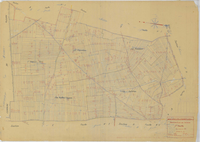 Angluzelles-et-Courcelles (51010). Section E2 échelle 1/2000, plan mis à jour pour 01/01/1938, non régulier (papier)