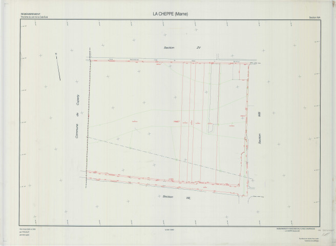 Cheppe (La) (51147). Section WA échelle 1/2000, plan remembré pour 2003 (remembrement intercommunal Plaine Champenoise), plan régulier (calque)