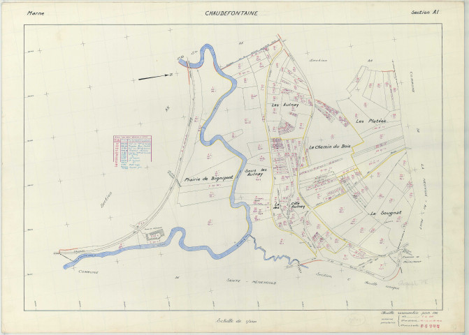 Chaudefontaine (51139). Section AI échelle 1/2000, plan renouvelé pour 1968, plan régulier (papier armé)