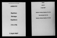 Arrigny. Baptêmes, mariages, sépultures 1721-1756