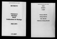 Bétheny. Naissances, mariages, décès, publications de mariage 1863-1872
