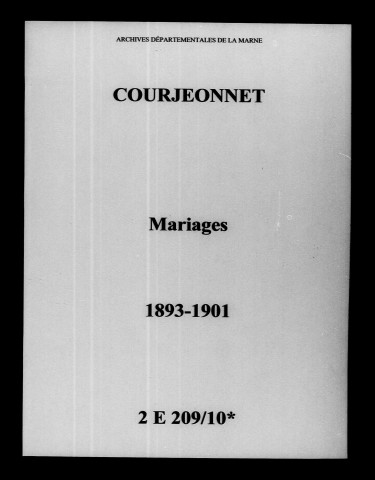 Courjeonnet. Mariages 1893-1901