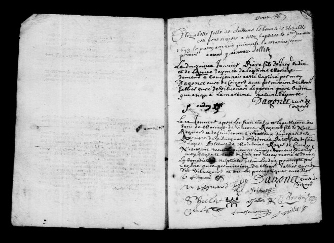 Villevenard. Baptêmes, mariages, sépultures 1693