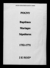 Pogny. Baptêmes, mariages, sépultures 1752-1771