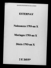 Esternay. Naissances, mariages, décès 1793-an X