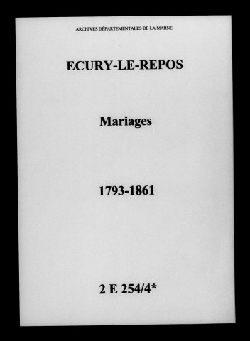 Écury-le-Repos. Mariages 1793-1861