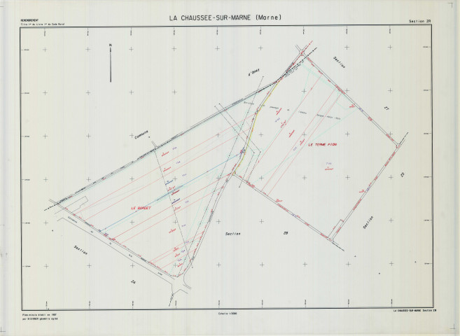 Chaussée-sur-Marne (La) (51141). Section ZR échelle 1/2000, plan remembré pour 1987, plan régulier (calque)