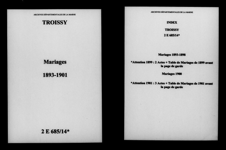 Troissy. Mariages 1893-1901