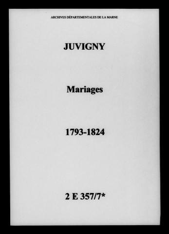 Juvigny. Mariages 1793-1824