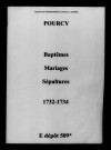 Pourcy. Baptêmes, mariages, sépultures 1732-1734