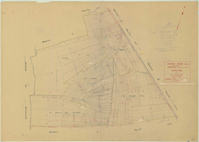 Somme-Yèvre (51549). Section C2 échelle 1/2500, plan mis à jour pour 1945, plan non régulier (papier)