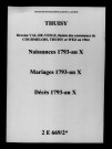 Thuisy. Naissances, mariages, décès 1793-an X