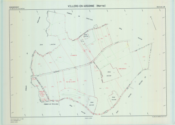 Villers-en-Argonne (51632). Section ZR échelle 1/2000, plan remembré pour 2009, plan régulier (calque)