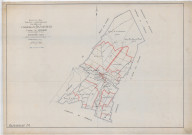 Bazancourt (51043). Tableau d'assemblage échelle 1/10000, plan remembré pour 1925, parties remembrées pour 1932 (papier).