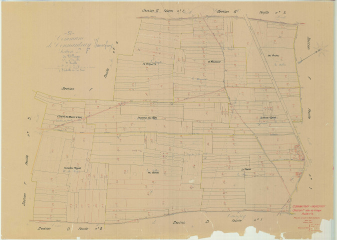 Connantray-Vaurefroy (51164). Section F2 échelle 1/2000, plan mis à jour pour 01/01/1955, non régulier (papier)