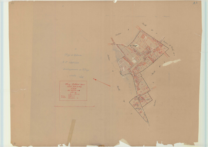 Olizy (51414). Section A2 échelle 1/1250, plan mis à jour pour 1934, plan non régulier (papier).