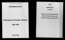 Fèrebrianges. Publications de mariage, mariages 1863-1892