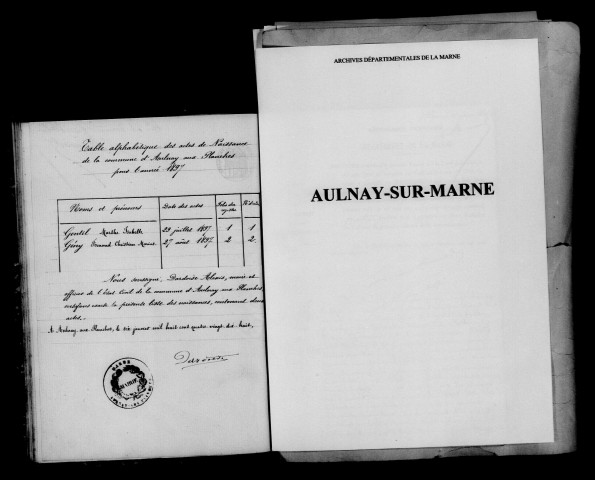 Aulnay-aux-Planches. Naissances 1897