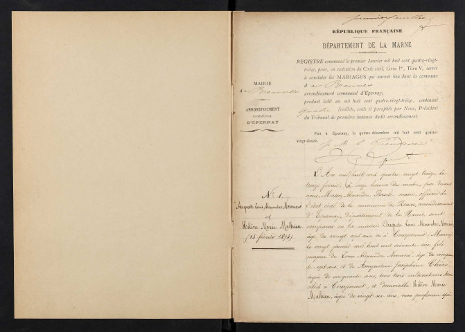 Reuves. Mariages 1893-1929