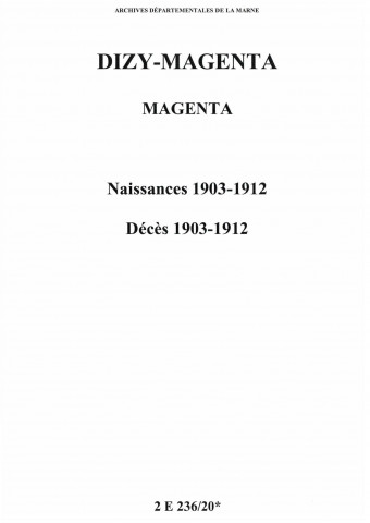 Magenta. Naissances, décès 1903-1912