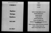 Cormicy. Baptêmes, mariages, sépultures 1612-1692