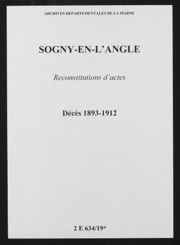 Sogny-en-l'Angle. Décès 1893-1912 (reconstitutions)