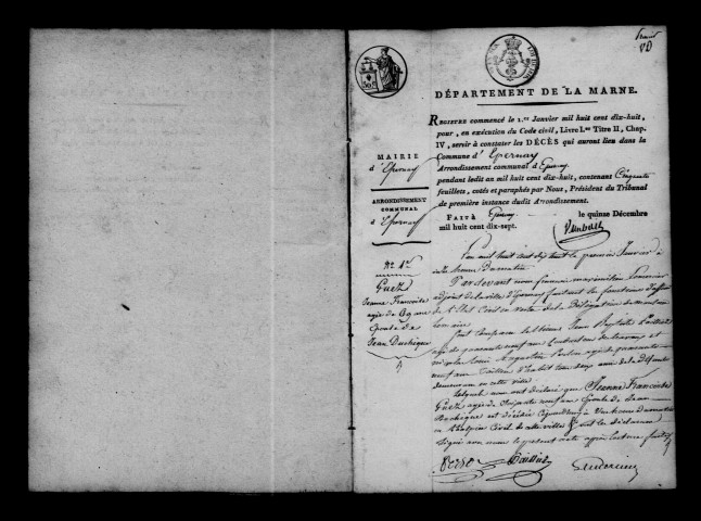 Épernay. Décès 1818