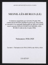 Mesnil-lès-Hurlus (Le). Naissances 1910-1925