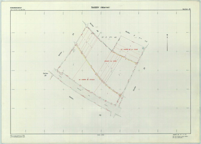 Taissy (51562). Section ZC échelle 1/2000, plan remembré pour 1979, plan régulier (papier armé).