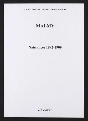 Malmy. Naissances 1892-1909