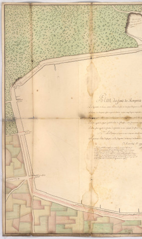 Plan des fossés des remparts et de plusieurs places vagues appartenant à la ville d'Ay, dressé par Lefevre le 4 octobre 1777. Plan homologué par arrêt en conseil d'état tenu à Versailles le 10 mars 1778.