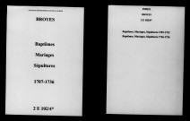 Broyes. Baptêmes, mariages, sépultures 1707-1736
