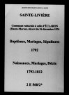 Sainte-Livière. Naissances, mariages, décès 1792-1812