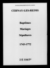 Cernay-lès-Reims. Baptêmes, mariages, sépultures 1743-1772