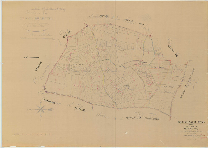 Braux-Saint-Remy (51083). Section B2 échelle 1/2500, plan mis à jour pour 1959, plan non régulier (papier)