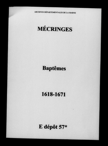 Mécringes. Baptêmes 1618-1671