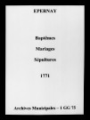 Épernay. Baptêmes, mariages, sépultures 1771