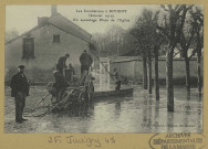 JUVIGNY. Les Inondations de Juvigny (janvier 1910). Un sauvetage place de l'Église / Durand, photographe.