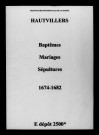 Hautvillers. Baptêmes, mariages, sépultures 1674-1682