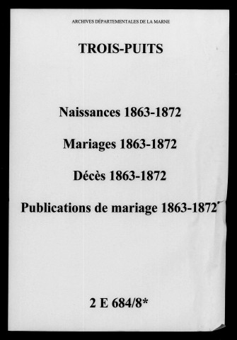 Trois-Puits. Naissances, mariages, décès, publications de mariage 1863-1872