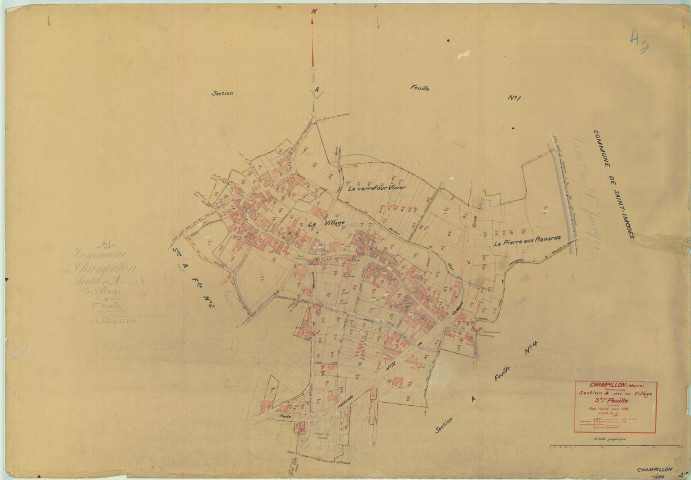 Champillon (51119). Section A3 échelle 1/1250, plan mis à jour pour 1936, plan non régulier (papier).