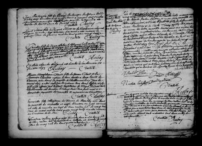 Vauclerc. Baptêmes, mariages, sépultures 1693-1791