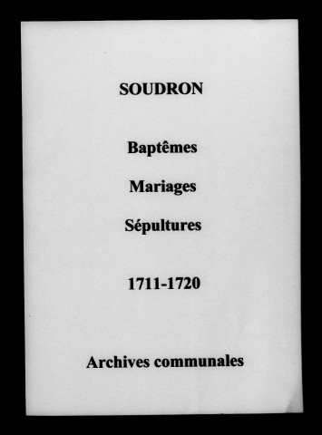 Soudron. Baptêmes, mariages, sépultures 1711-1720