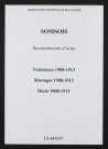 Somsois. Naissances, mariages, décès 1908-1913 (reconstitutions)